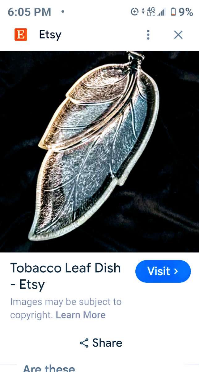 vintage pressed glass 1g2 in tobacco leaf art sculpture bowl