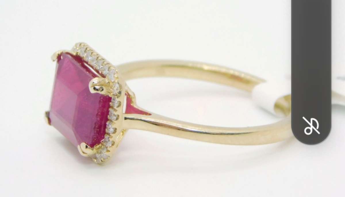 14k Gold Rudy  and diamonds   ring