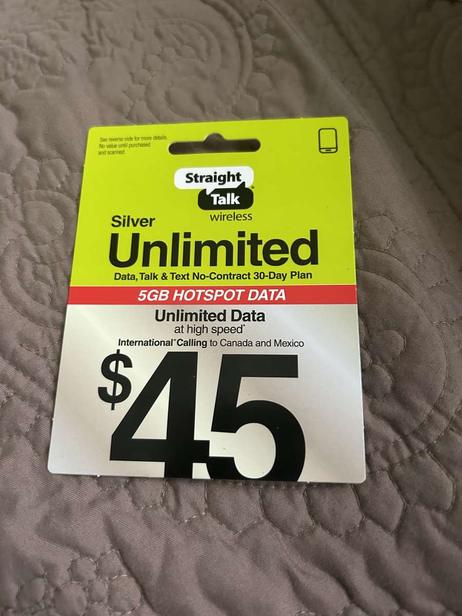 STRAIGHT TALK UNLIMITED SERVICE CARD FOR 30 DAYS