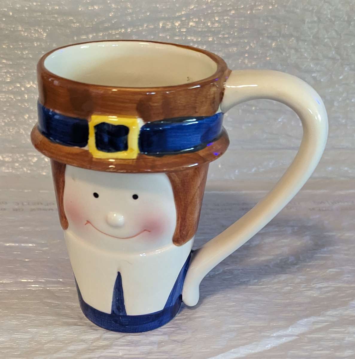 Rare Vintage WCL 3D Ceramic Thanksgiving Pilgrim Mug