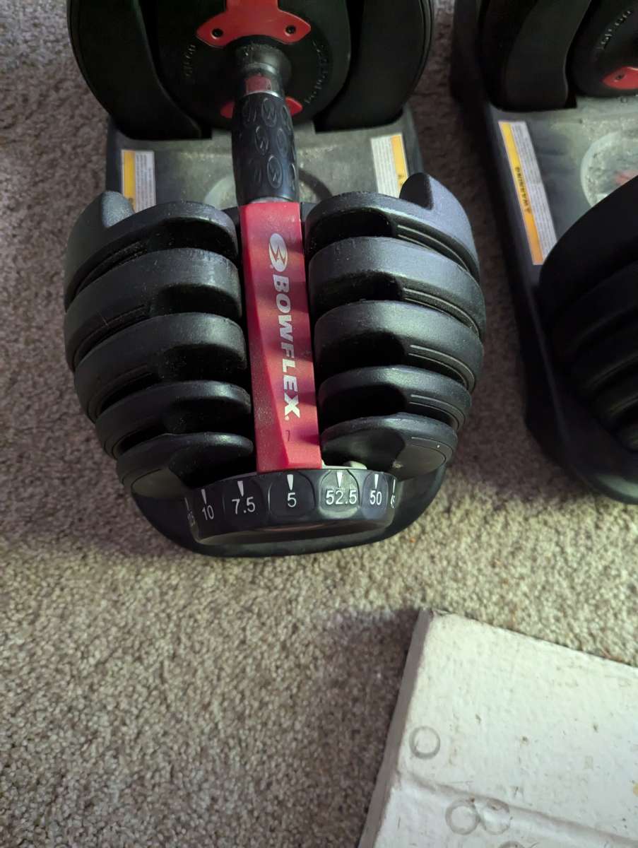 set of Bowflex dumbbells