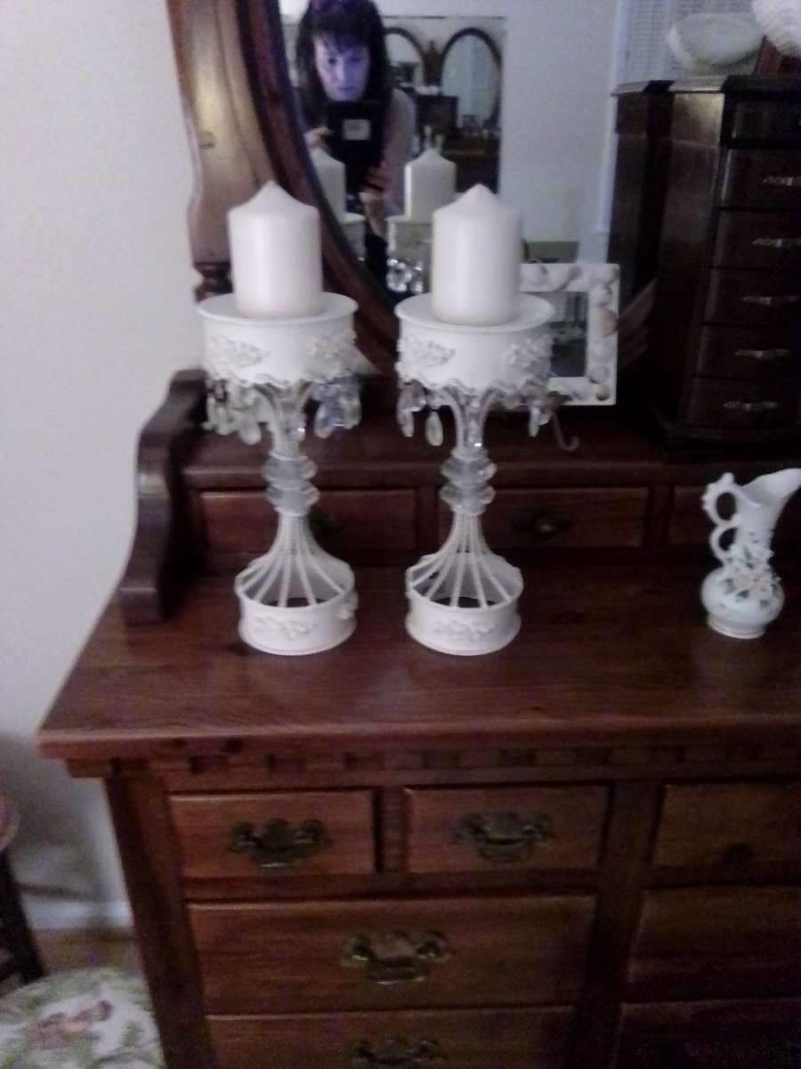 Antique Shabby Chic Candle Holders