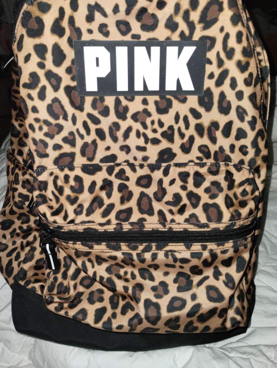 Pink by Victoria Secret leopard print campus backpack