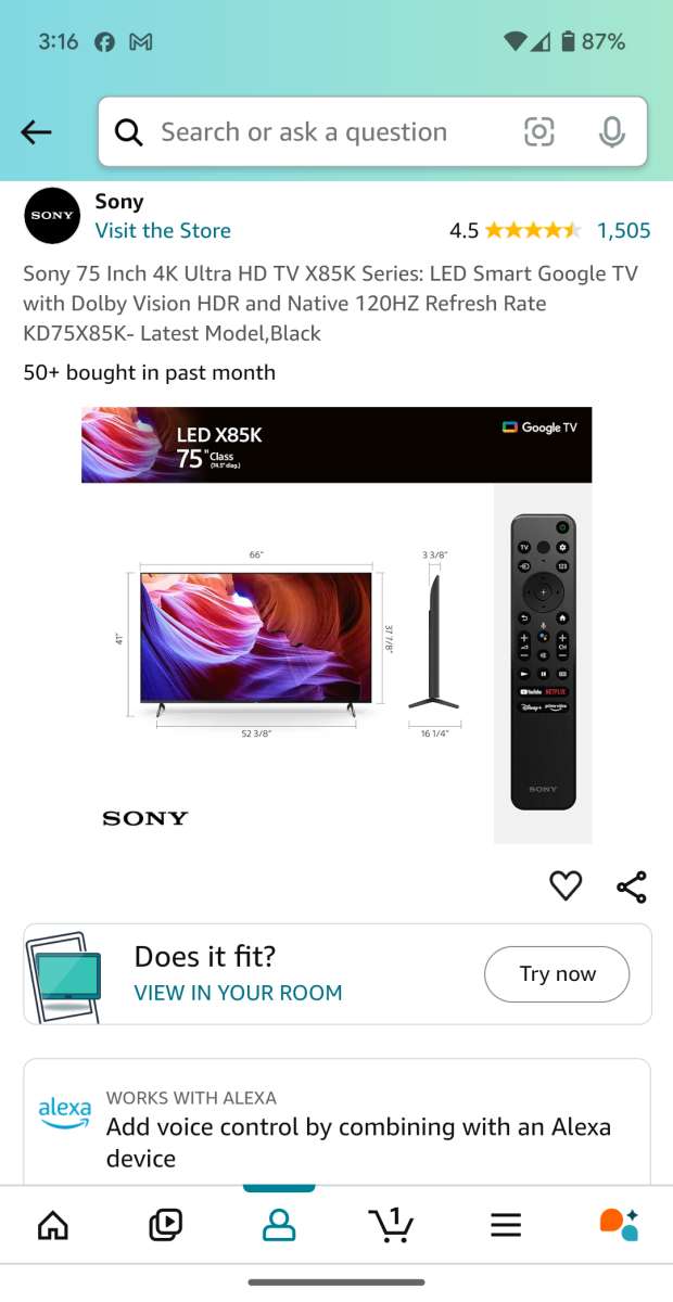 Sony 75 in TV