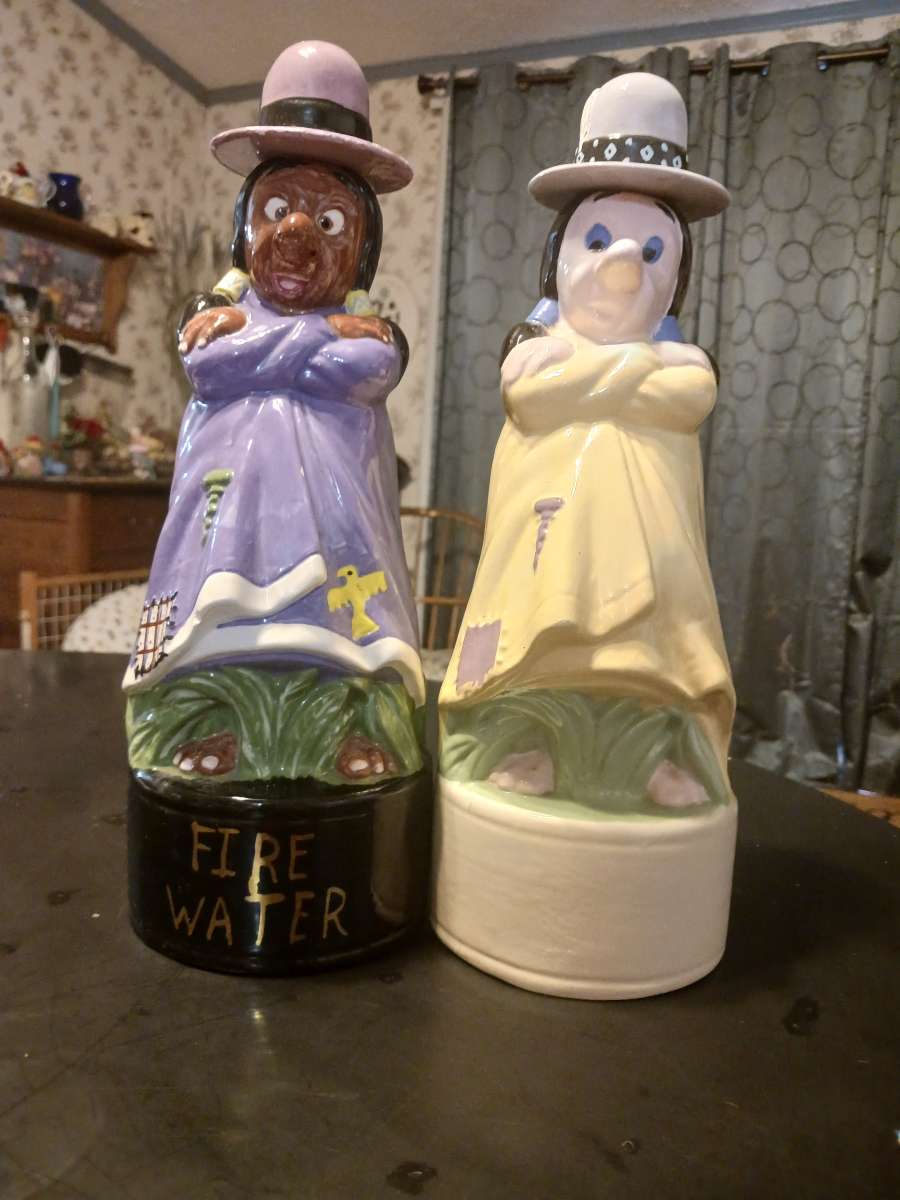 female and male Indian fire water decanters