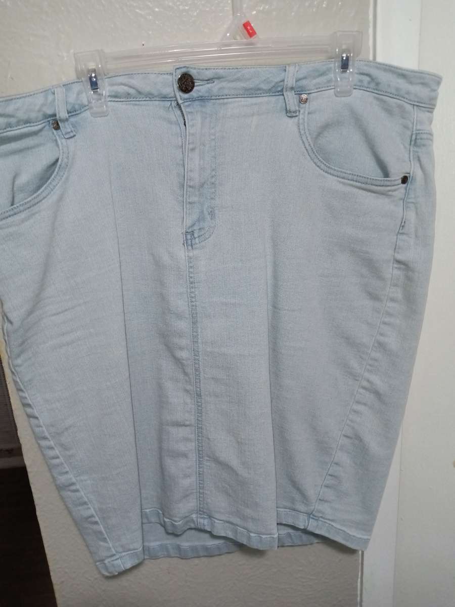 light blue jeans skirt