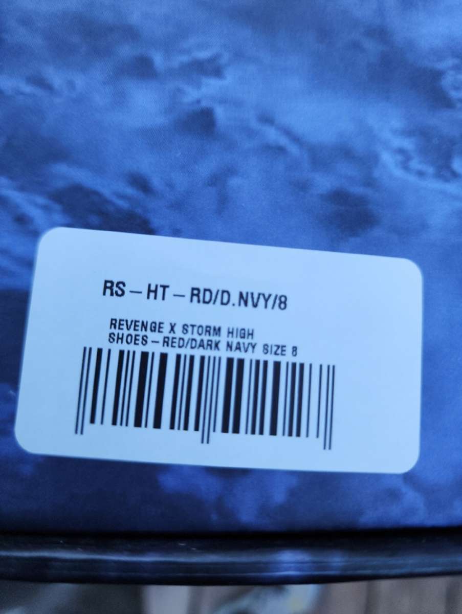 REVENGE x STORM HIGH TOP RED  NAVY  SIZE 8M 95W