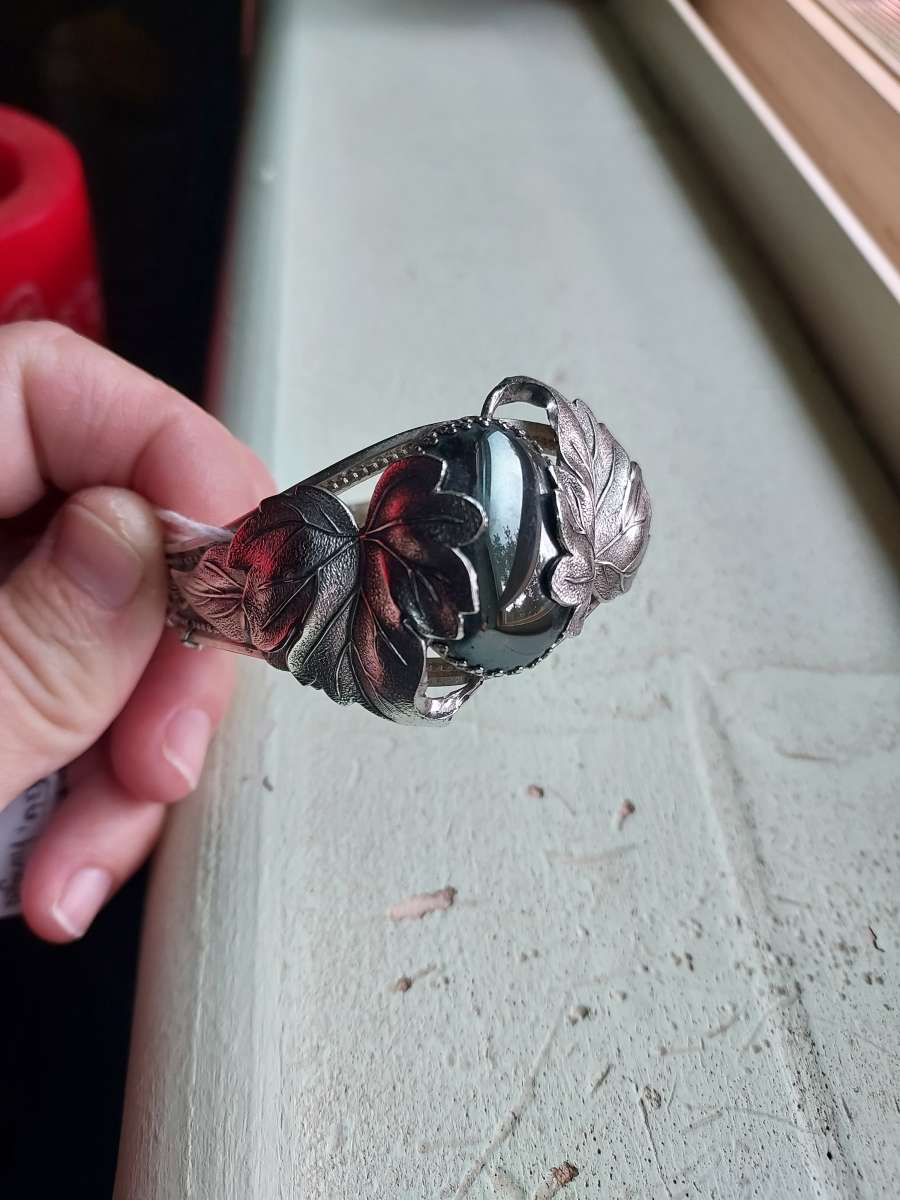 costume whiting  davis genuine hematite cabachon