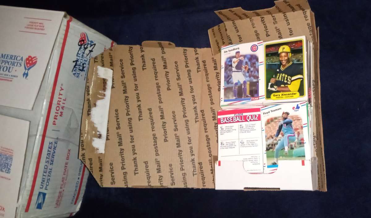 huge baseball card lot large flat rate box filled