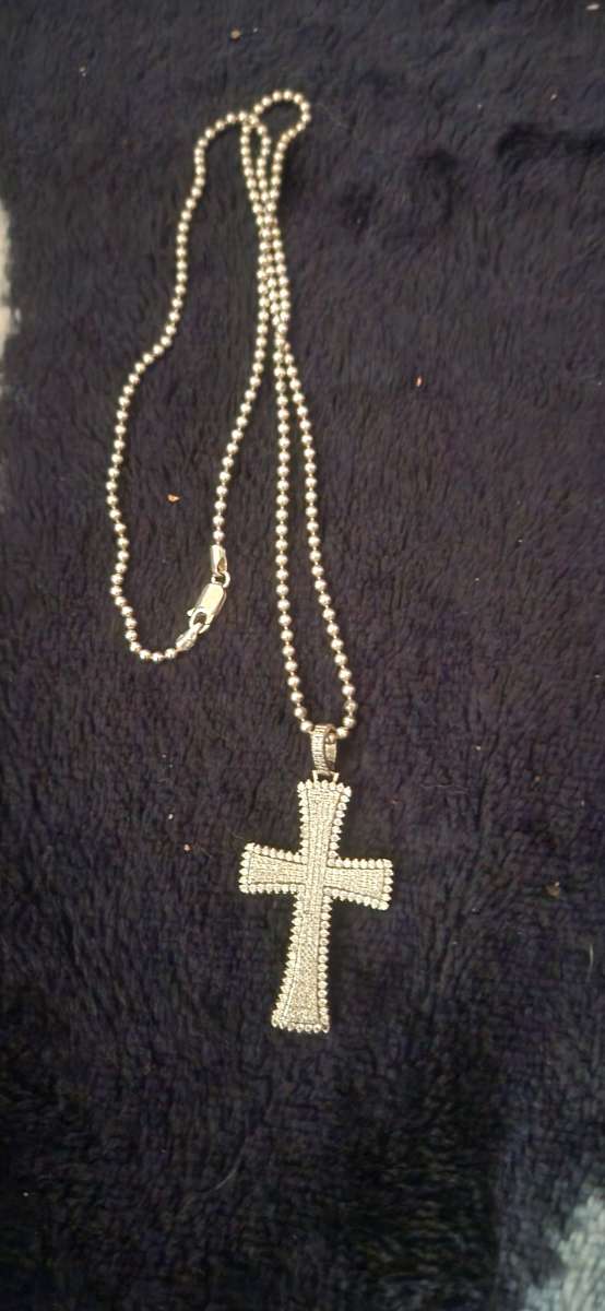 Sterling silver necklace and cross pendant