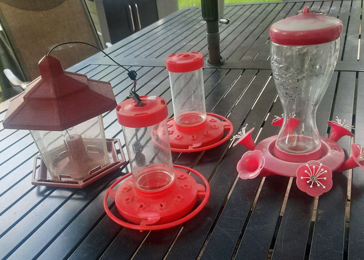 Four bird feeders