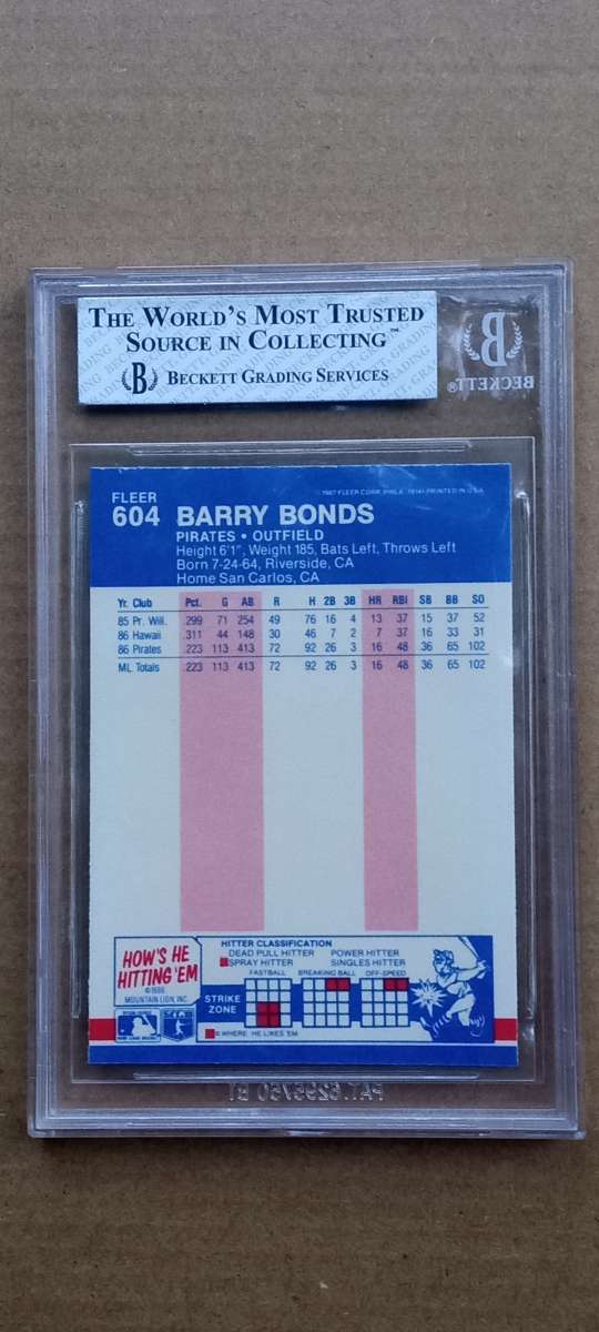 barry bonds  1987 fleer glossy nmmt 8