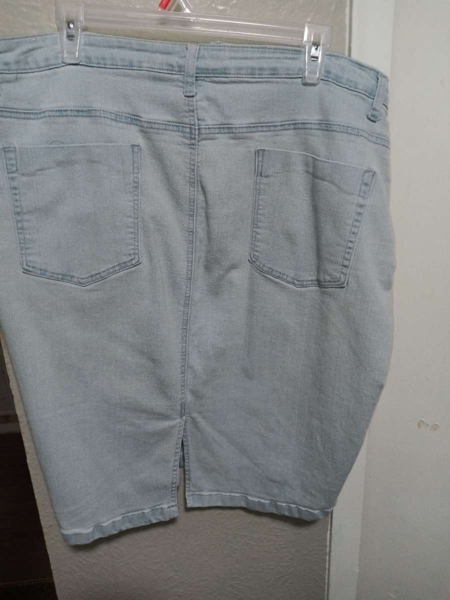 light blue jeans skirt