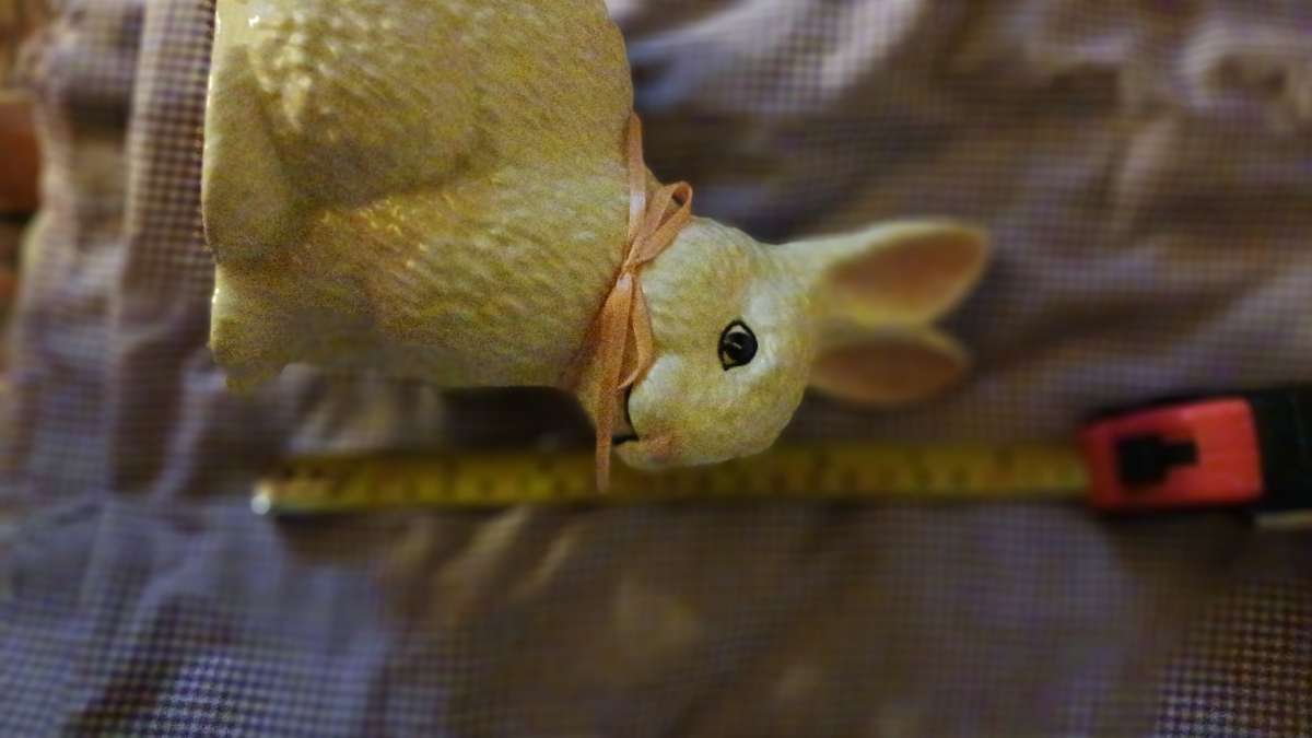 ceramic white rabbit made at va home in marshalltown iowa by