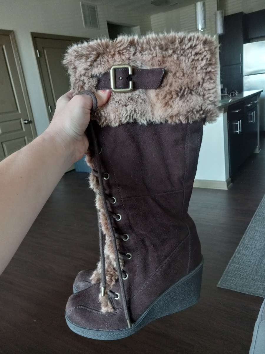 Womens Wedge Fur Boots