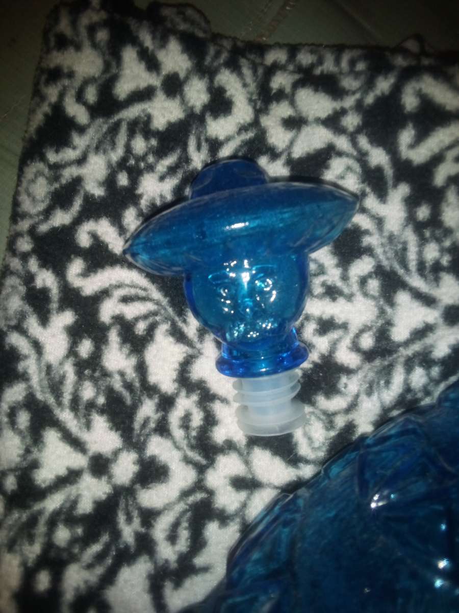 BLUE ITALIAN GLASS DECANTER