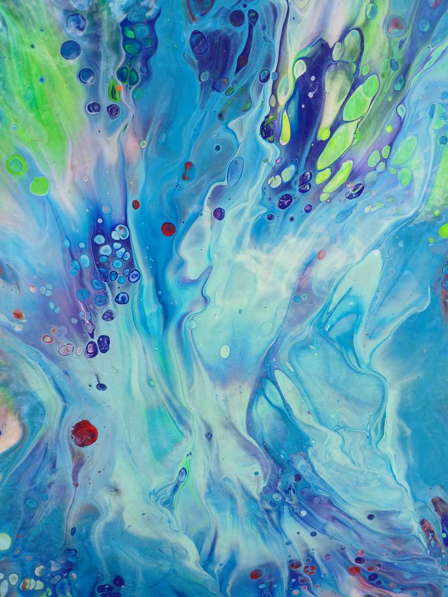 Jungle Brain Waves Absract Acrylic Paint Poured 12x16 Stretc