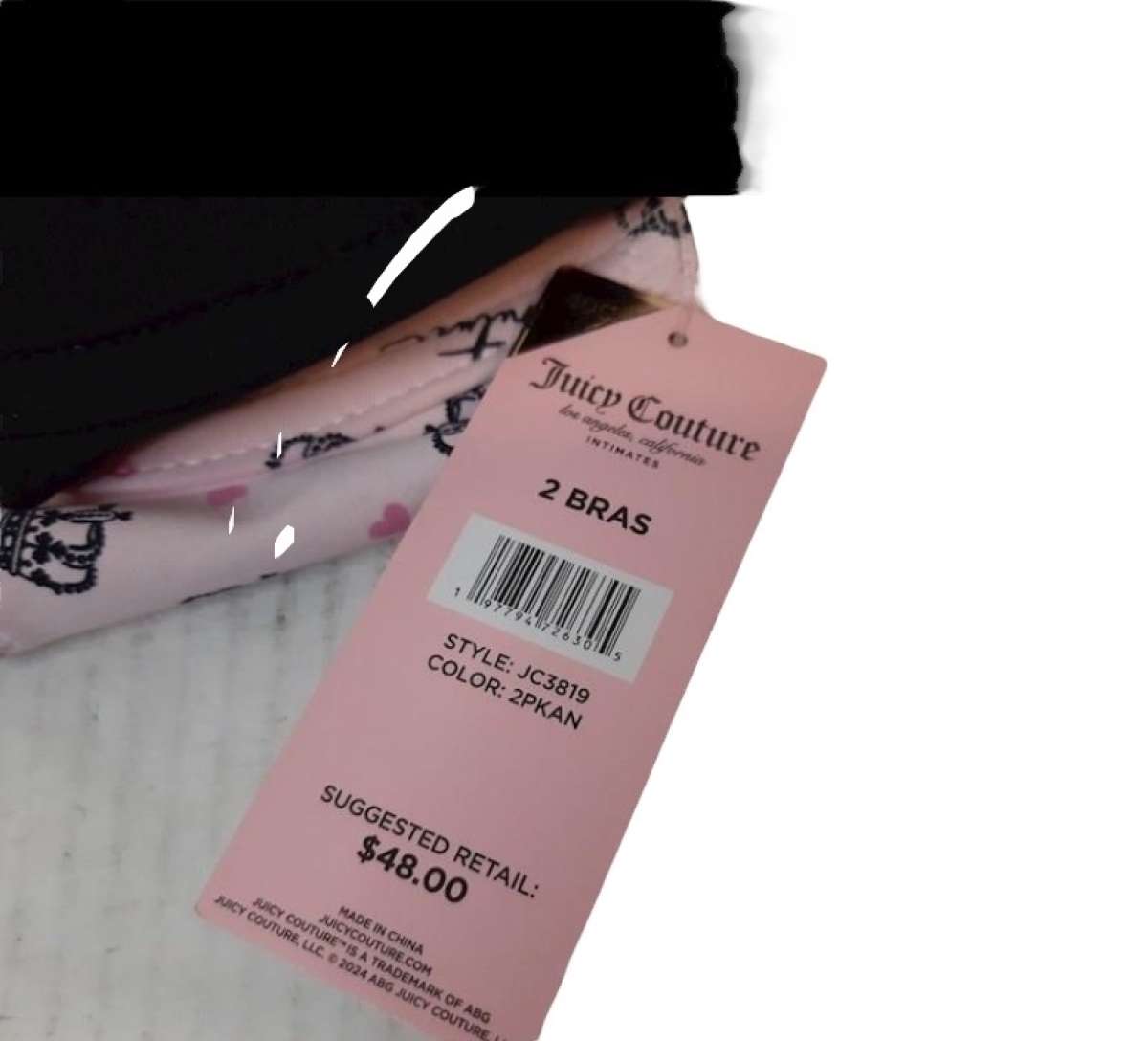 Juicy Couture NWT Bra Set Pink W Logo  Black Size 40C