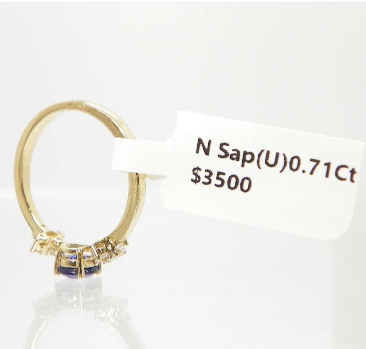 14k gold ring blue sapphire with diamonds