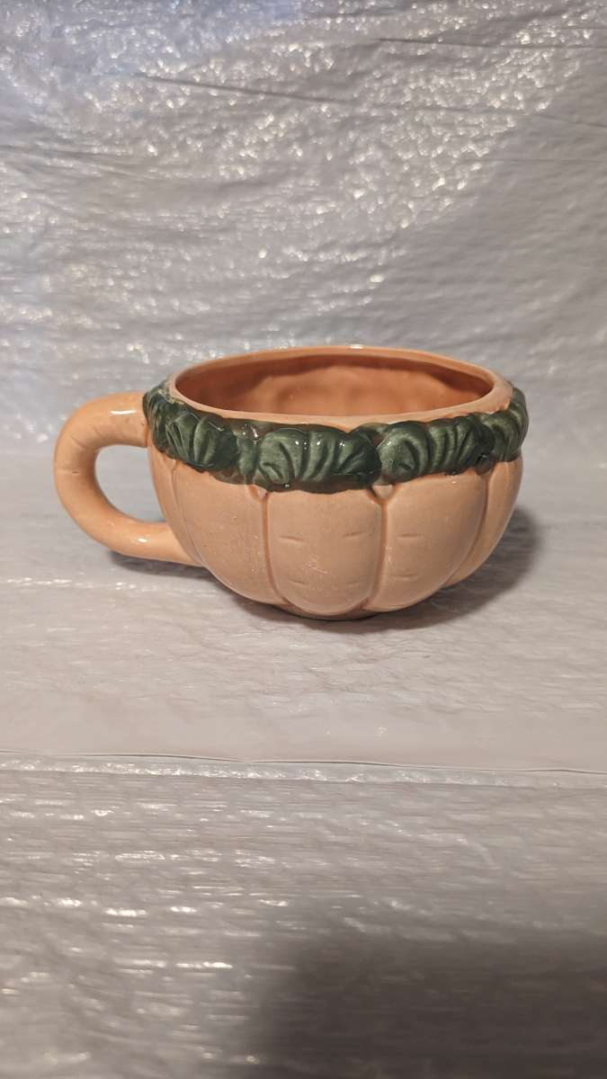 A Semi 3D Orange And Green Carrot Soup Bowl  Vegitable Bowl