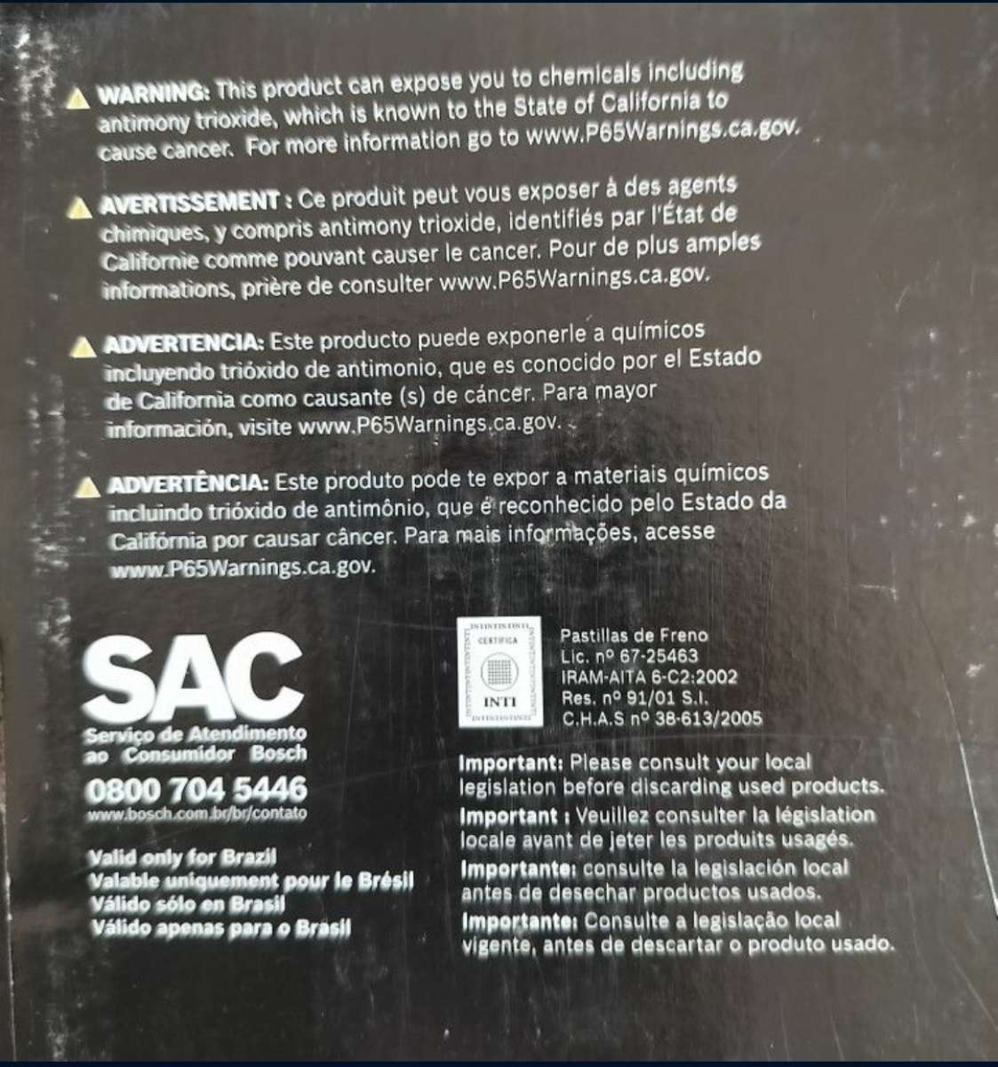 Open Box Unused Bosch Premium Brake Kit