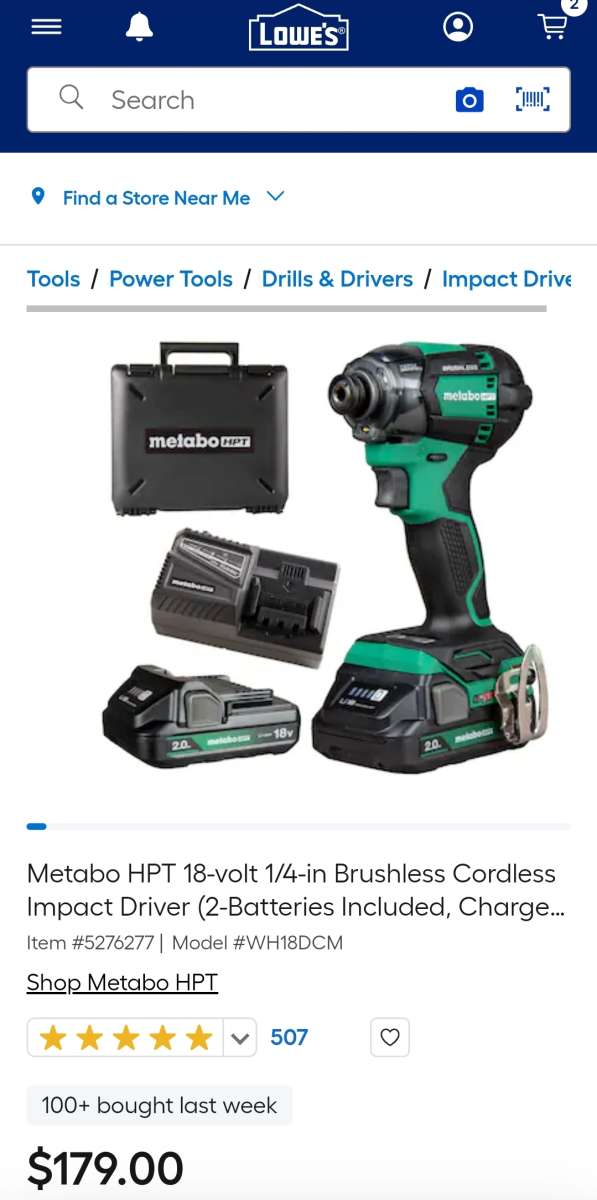 Metabo HPT 18v Cordless Impact Driver