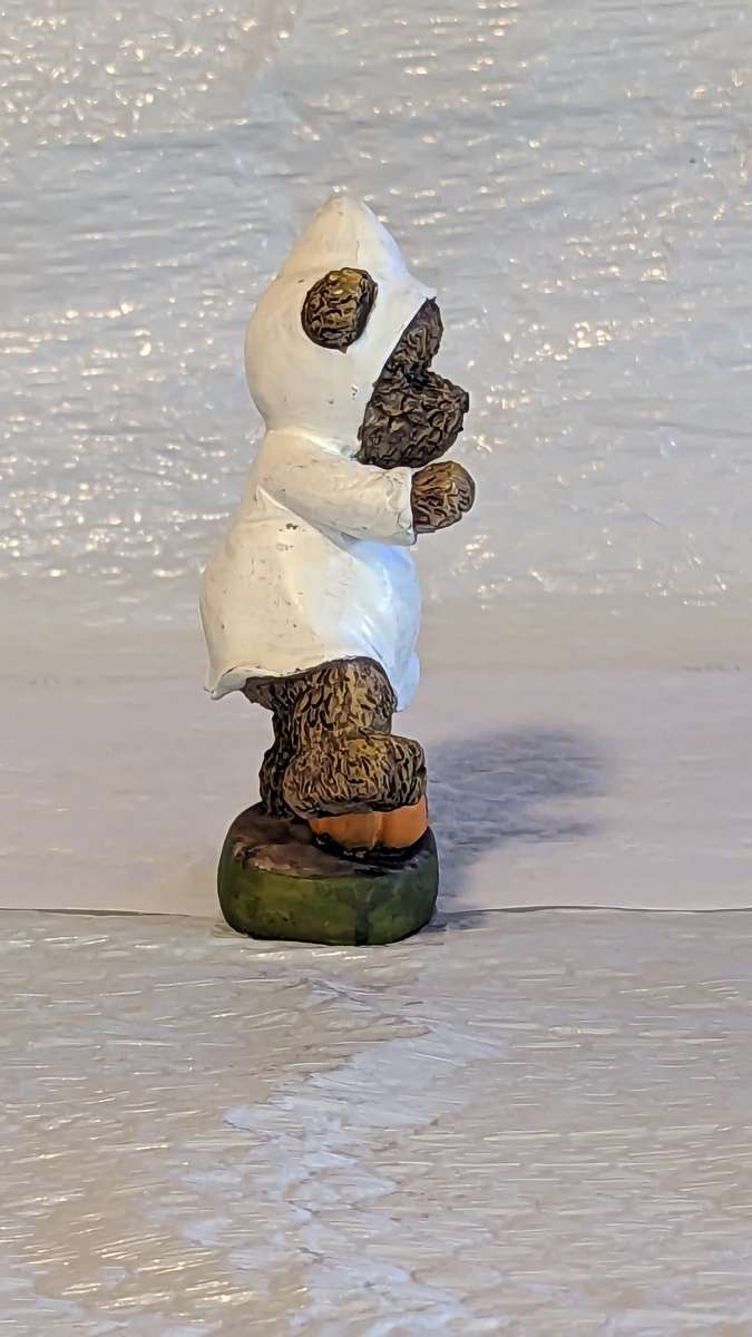 Resin Teddy Bear in a Ghost Costume with a Pumpkin