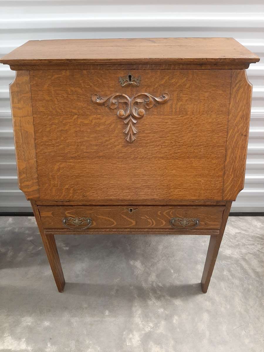 oak drop front small secretary
