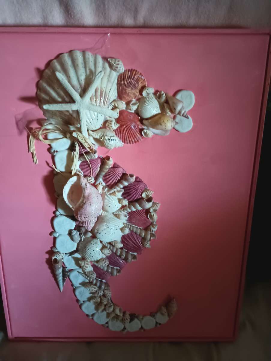 Sea Horse Peach Framed