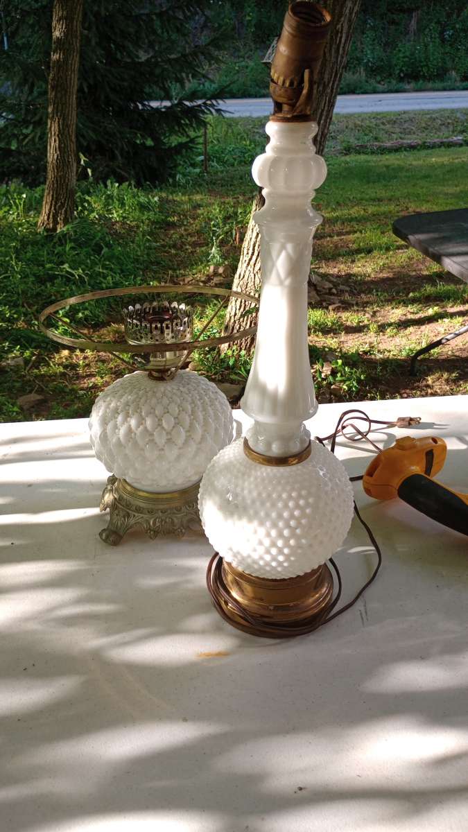 milk glass vintage lamps
