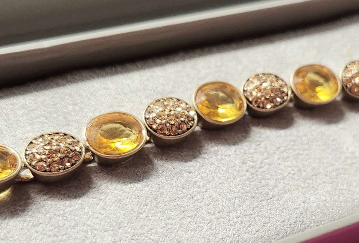 Kenneth Cole New York Gold Tone Amber Pave Stone Bracelet