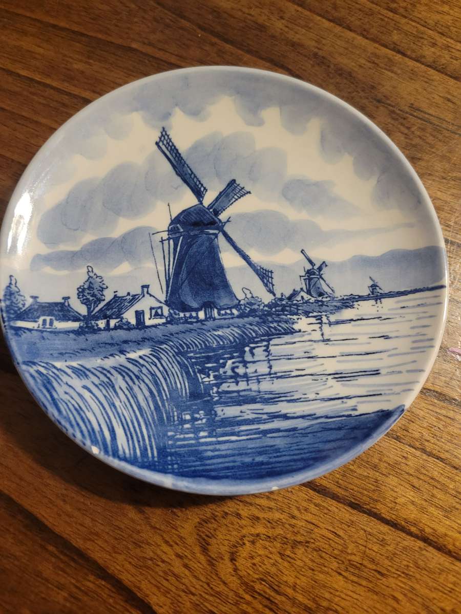 Vintage Blue Hollamd Windmill Mini Plate