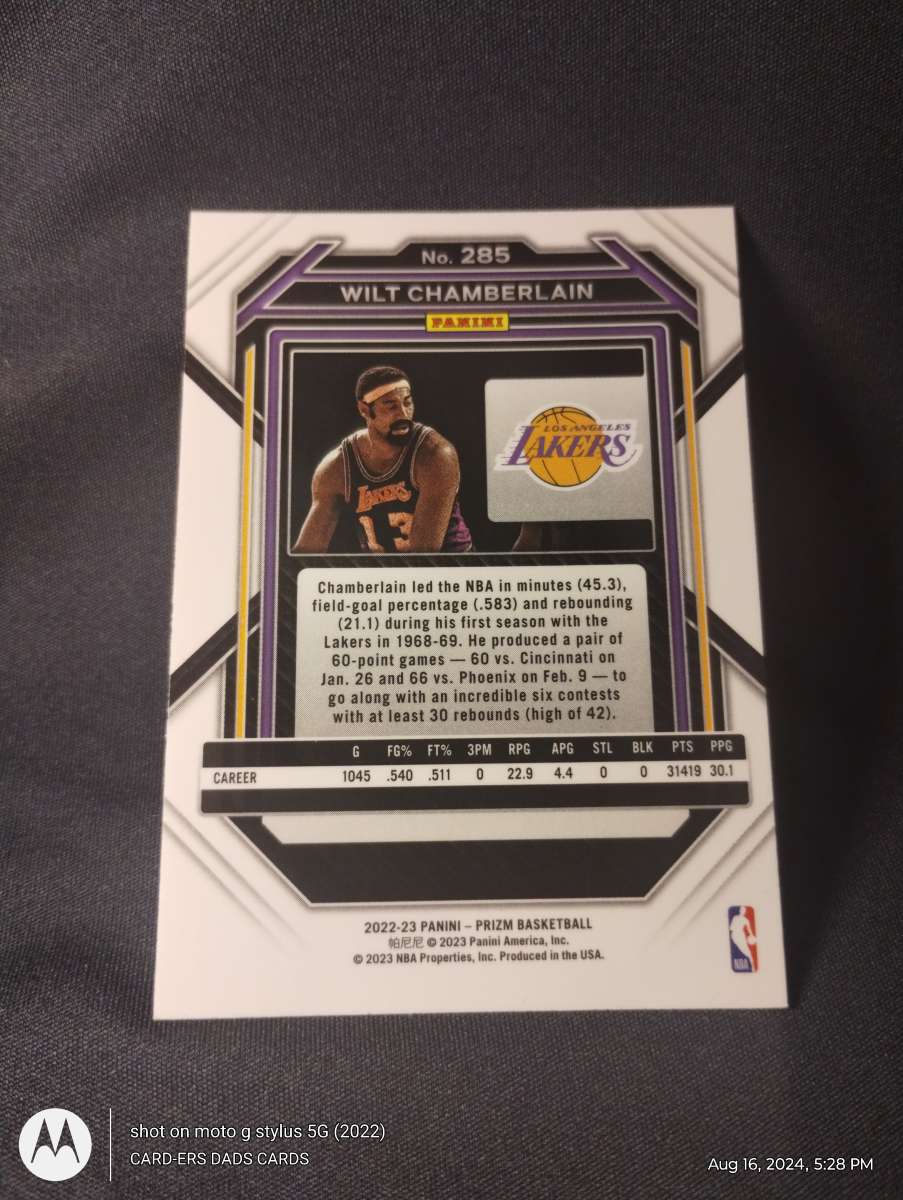 Wilt Chamberlain Panini Prizm Refractor