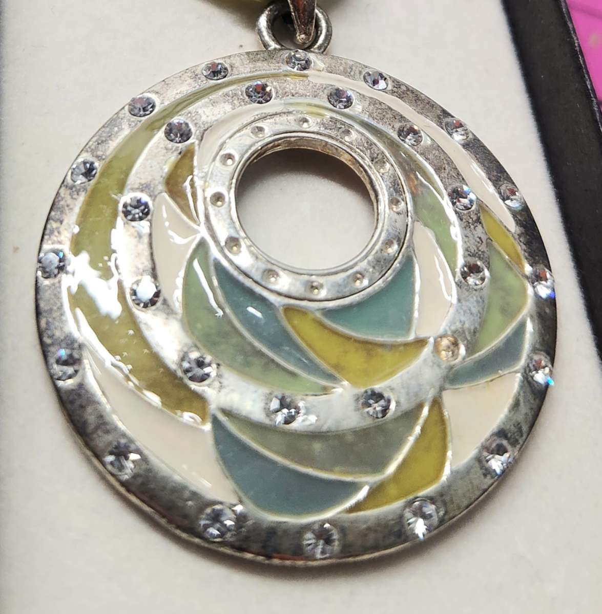 Boutique Green and Blue Enamel Pave Accented Fashion Jewlery