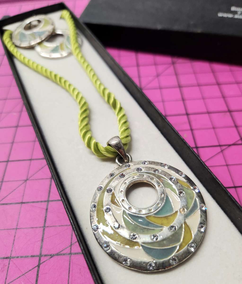 Boutique Green and Blue Enamel Pave Accented Fashion Jewlery