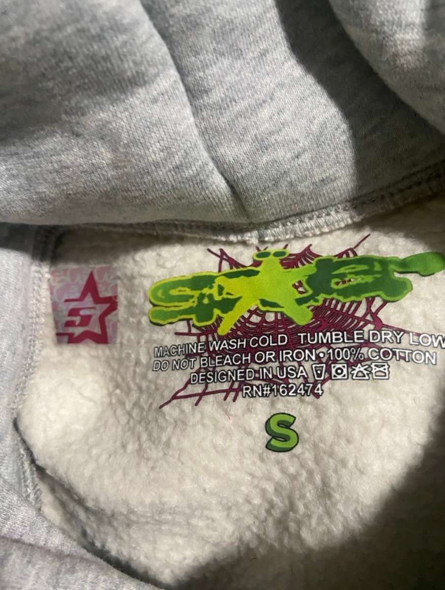 Gray Sp5der Worldwide Beluga Hoodie all sizes