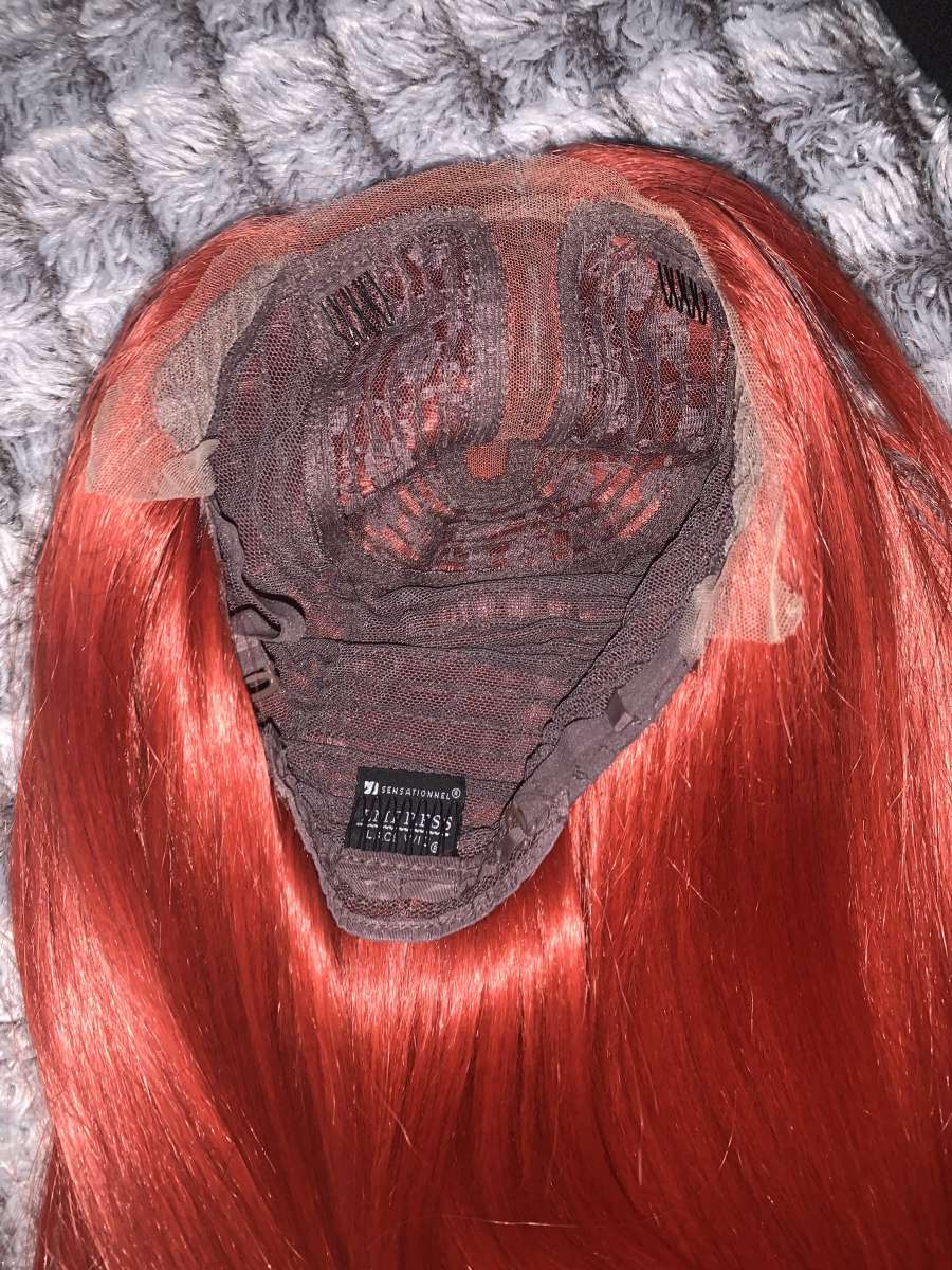 Conkolar Orange Straight Synthetic Lace FrontWigs Long Hair