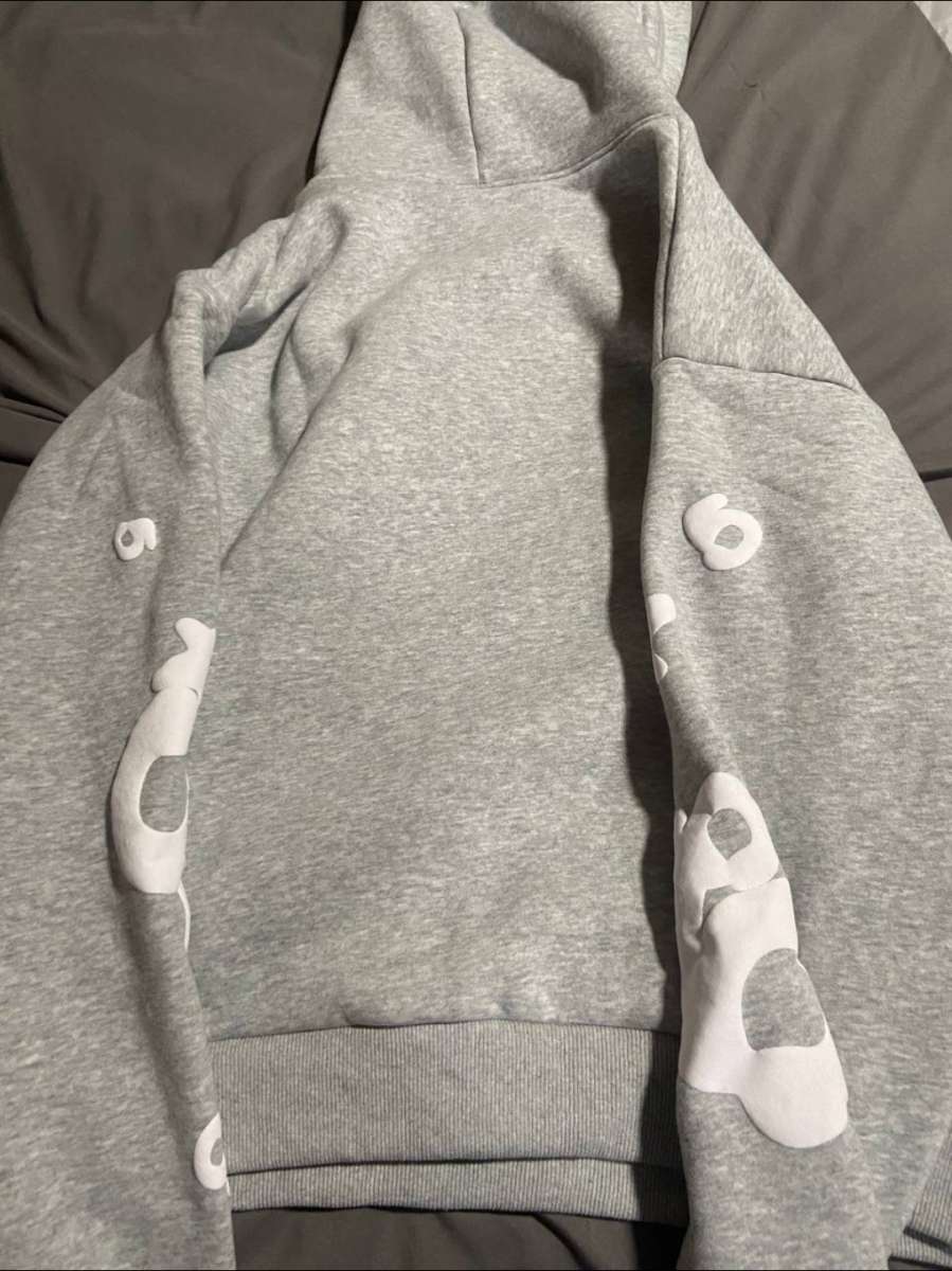 Gray Sp5der Worldwide Beluga Hoodie all sizes