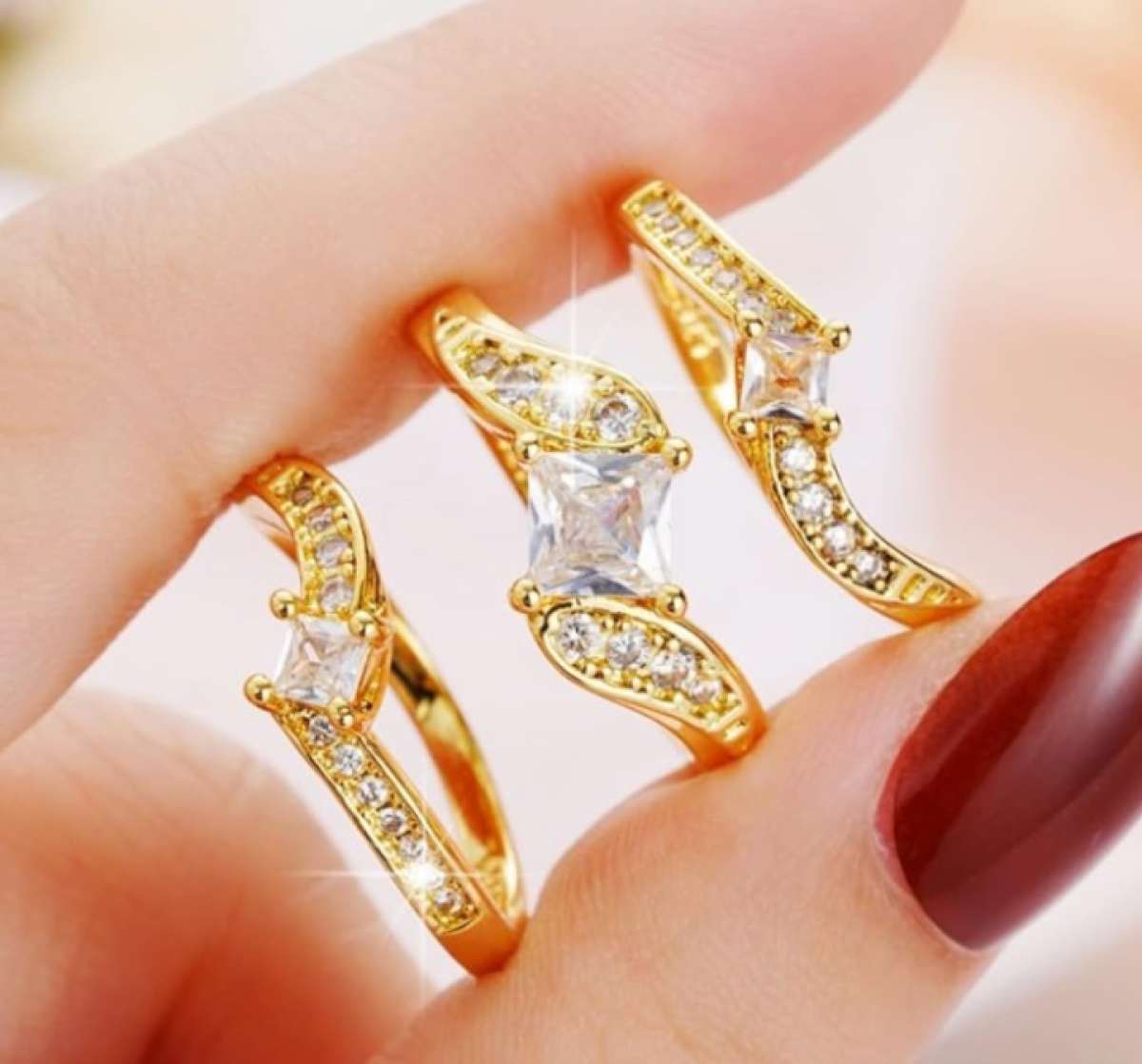 Wedding Engagement Triple Bands