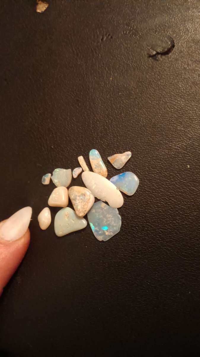 polished raw opals