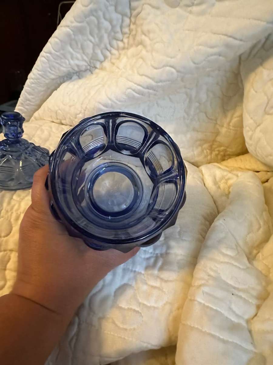 Rare blue Fenton glass trinket dish