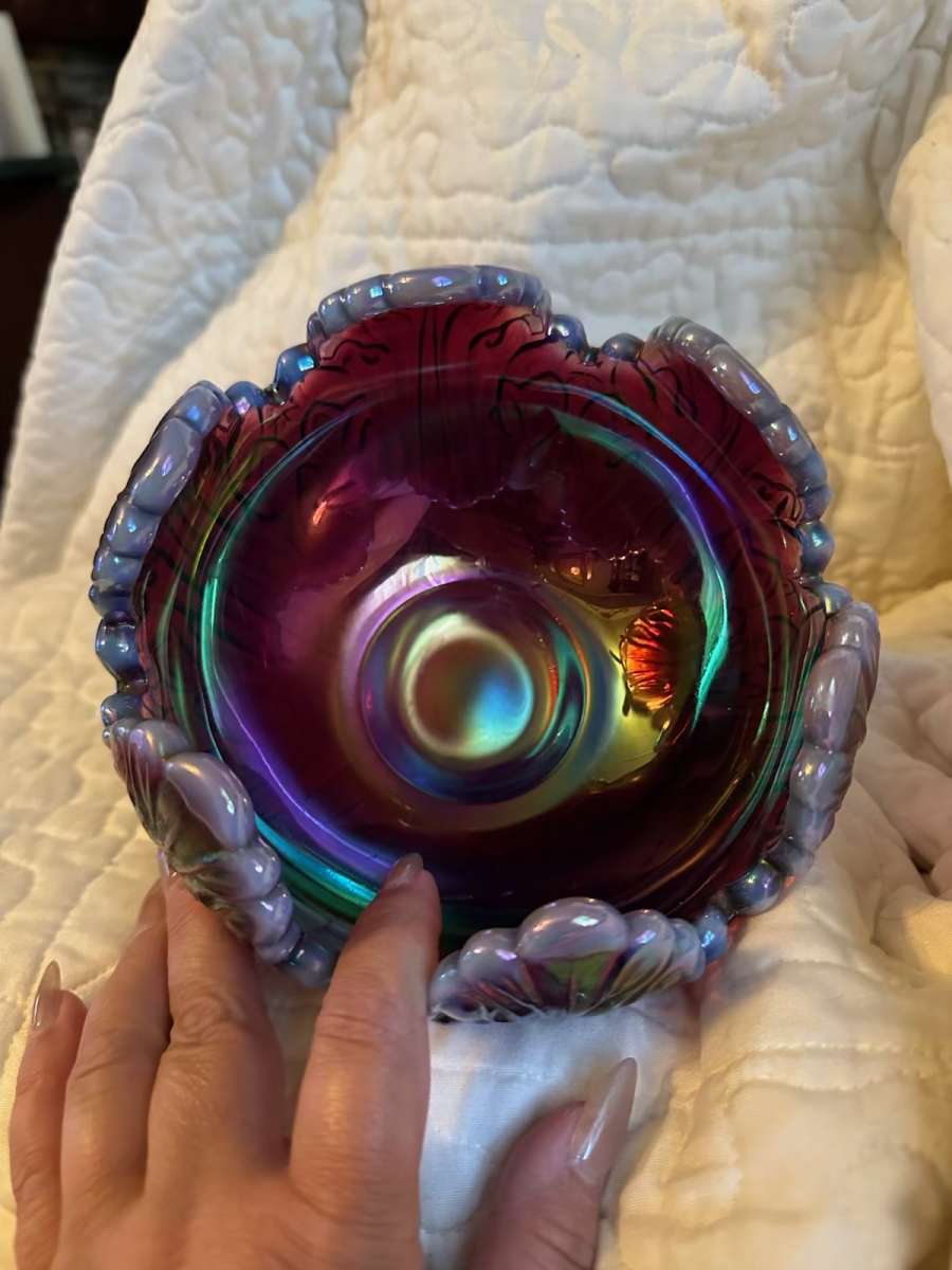 amethyst carnival glass bowl