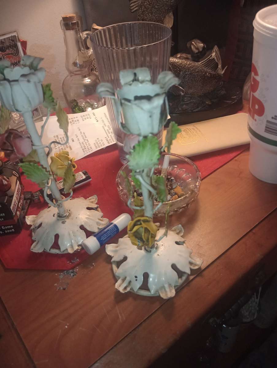 ANTIQUE metal candle holder