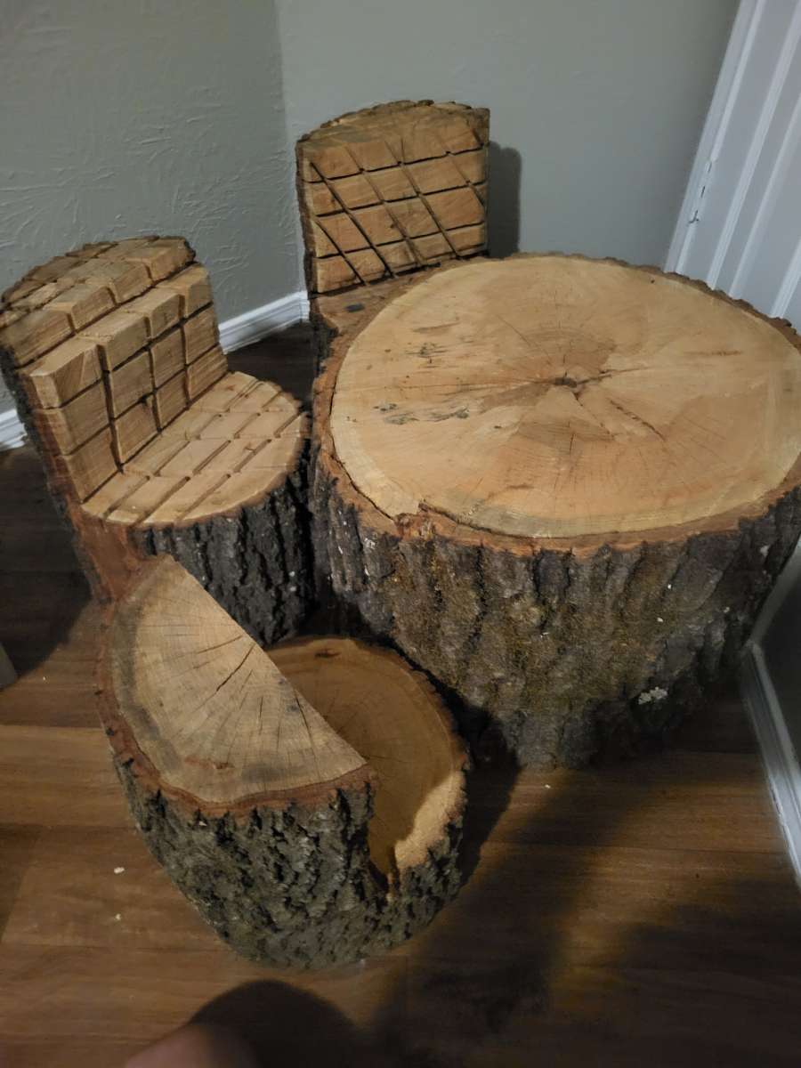 Handmade Real oak wood  kids table and chairs