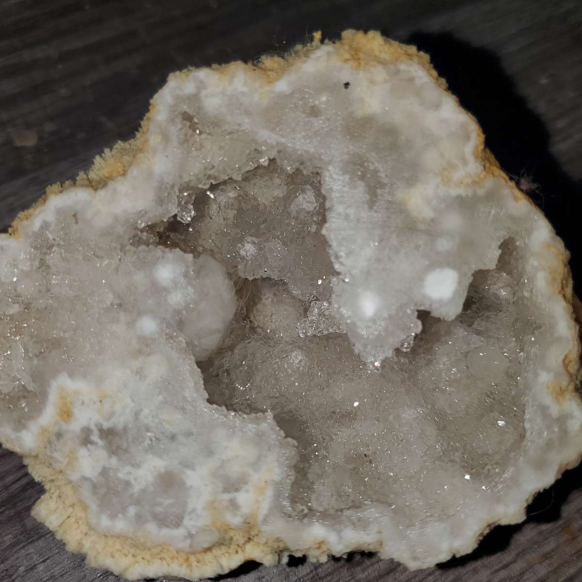 sparkling clear quartz geode