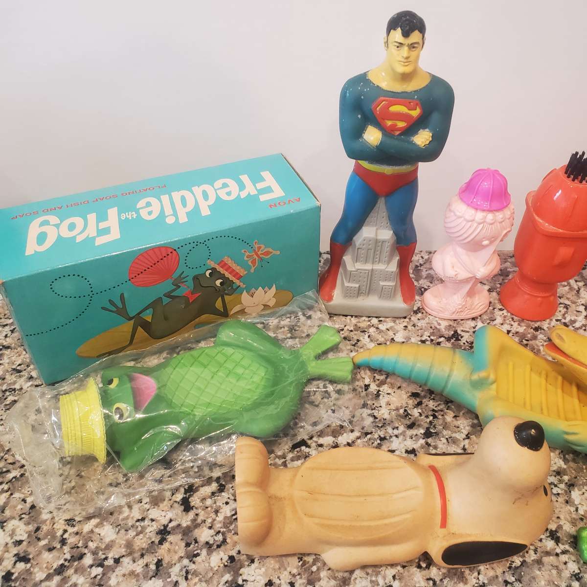 13 Vintage Avon Floating Soap Dish and Bubble Bath Bottles