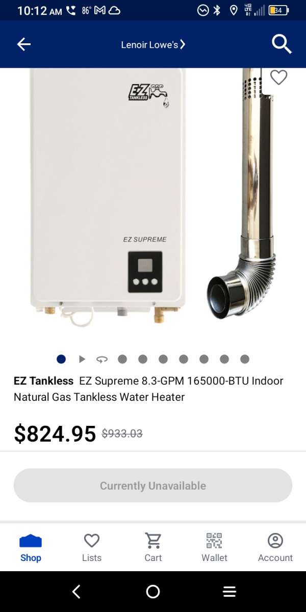 Tankless gas water heater