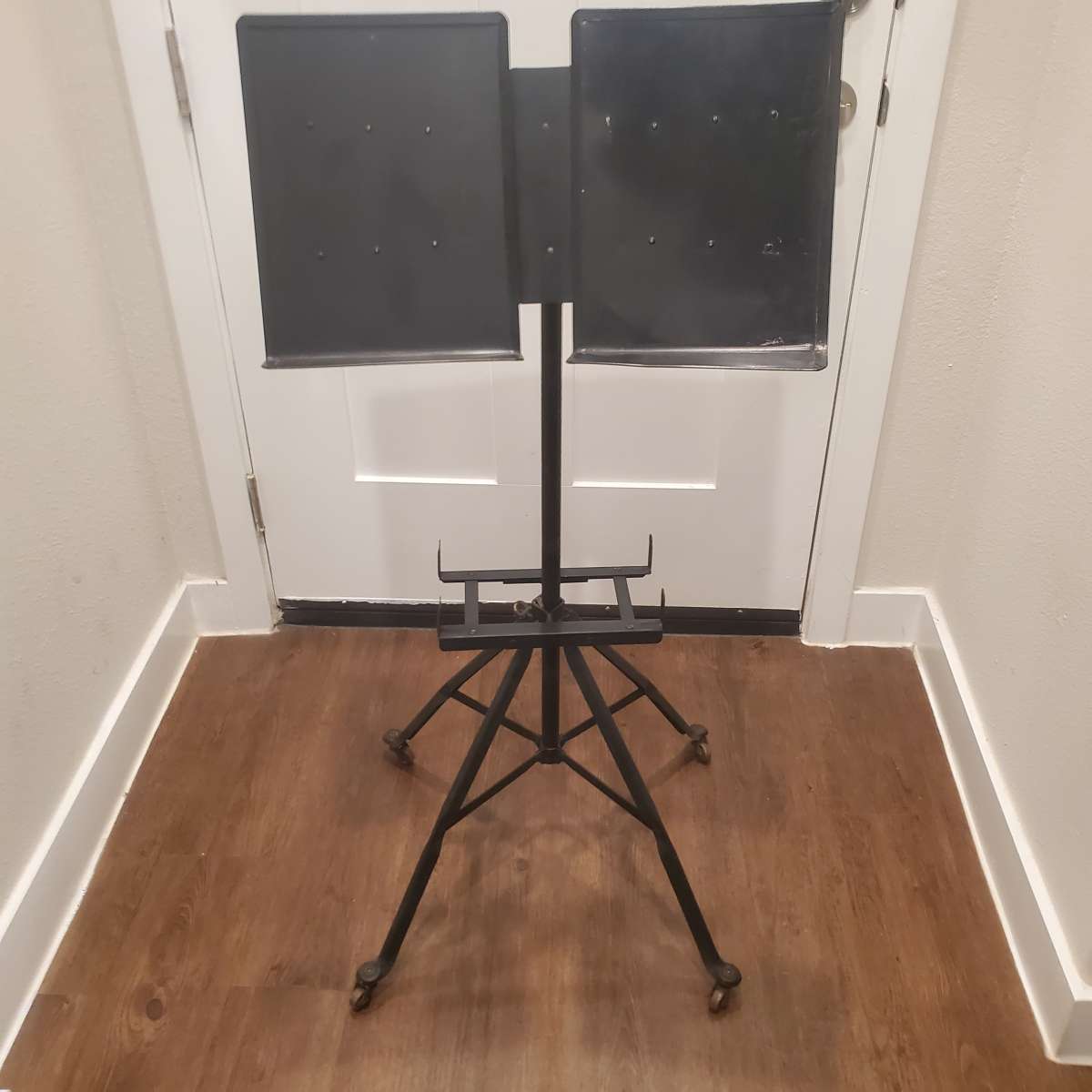 Vintage Cast Iron Dual Music Book stand w wheels