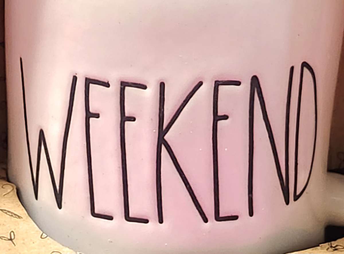 Rae Dunn Weekday Travel Tumbler  Mug Weekend Collectible Box