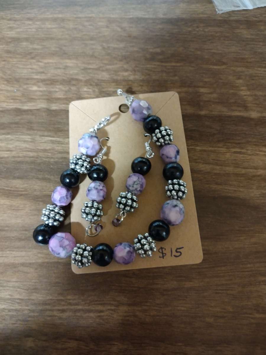 Beaded Bracelet and earrings